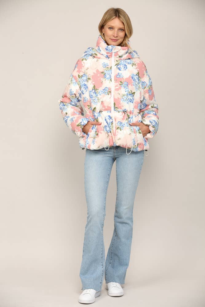 Cozy Floral Printed Puffer Jacket