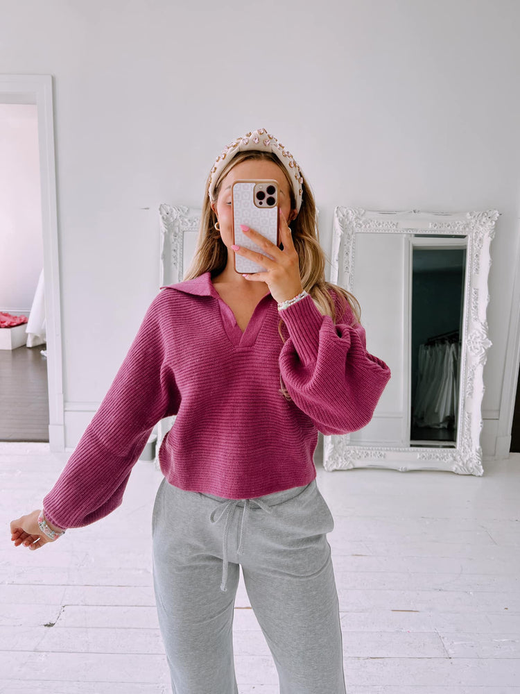 MAGENTA SWEATERS WITH LONG SLEEVE