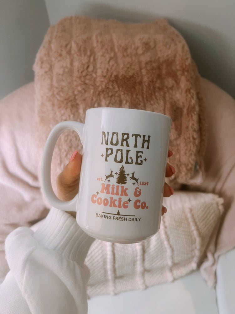 15oz Coffee Cup, North Pole, Milk and Cookies, Hot Cocoa Mug