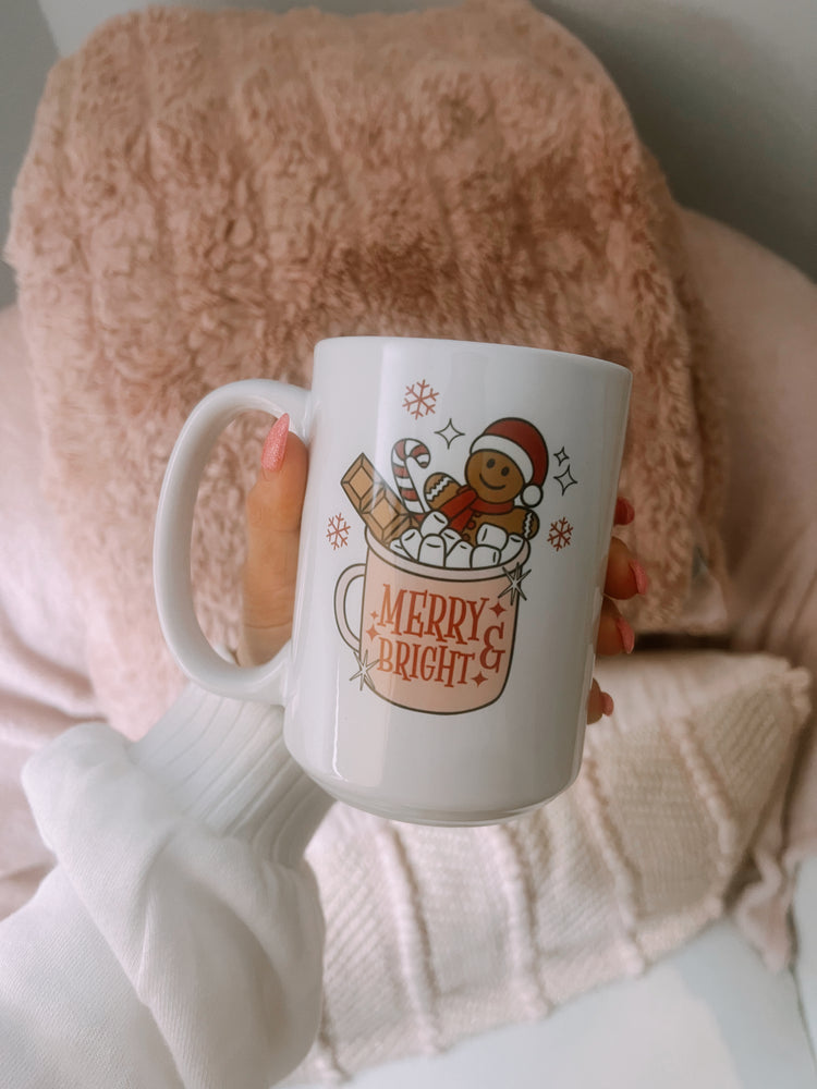 15oz Coffee Cup, Marshmallow, Christmas, Gingerbread Mug