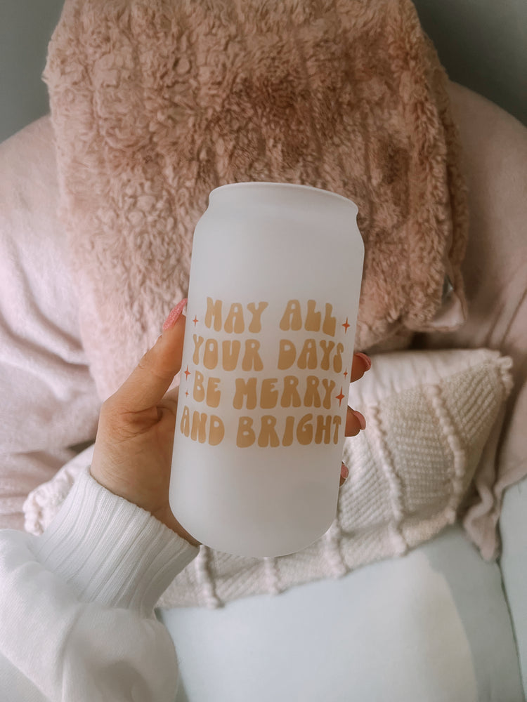 18 oz May all your days be merry and bright Beer Can Glass