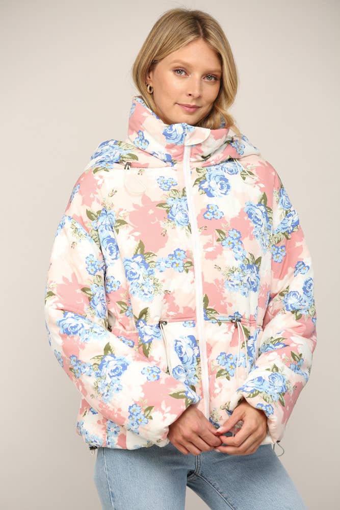 Cozy Floral Printed Puffer Jacket