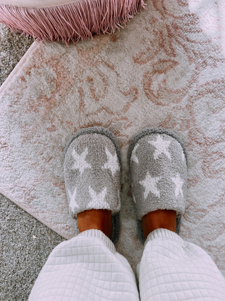 Grey Luxe Soft Star Pattern Slipper