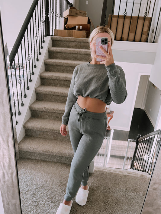 Quilted Grey Jogger Matching Set