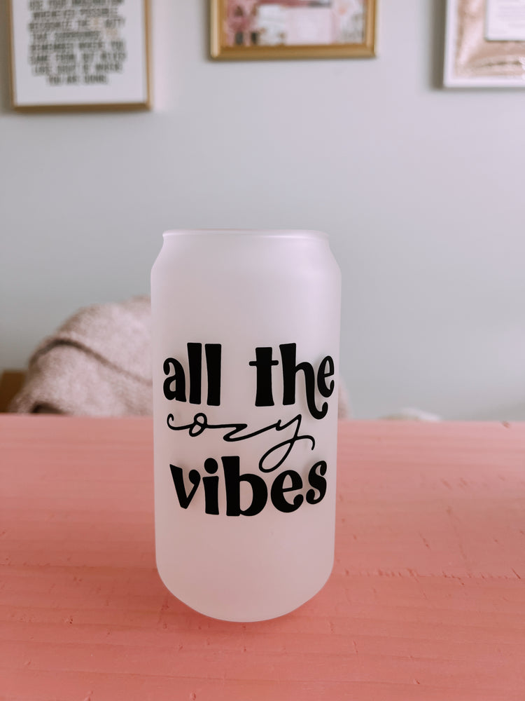 Cozy Vibes Frosted Beer Can Glass