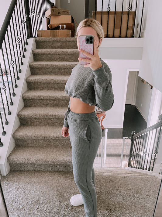 Quilted Grey Jogger Matching Set